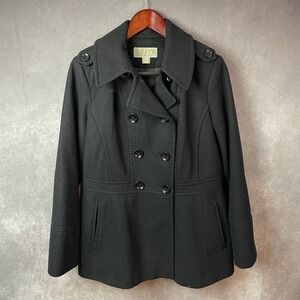 Michael Kors Pea Coat Women's‎ Size Medium Wool Blend Double Breasted Black
